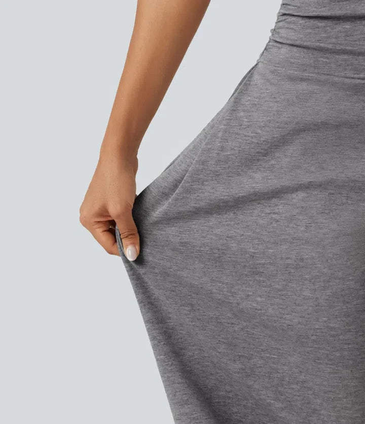 Med hög midja rynklad ballongmodell för vardag joggingbyxor med fickor