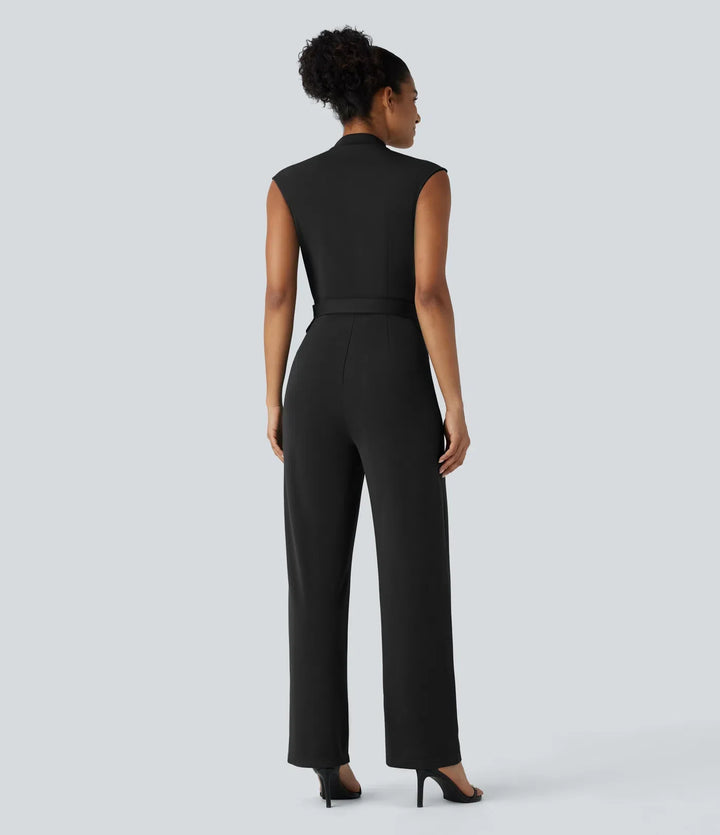 Ärmlös bältad ficka arbetsjumpsuit-Easy Peezy Edition