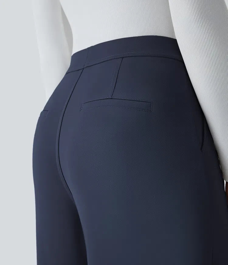 Halara Flex med hög midja och ficka raka ben crêpe kontorsbyxor