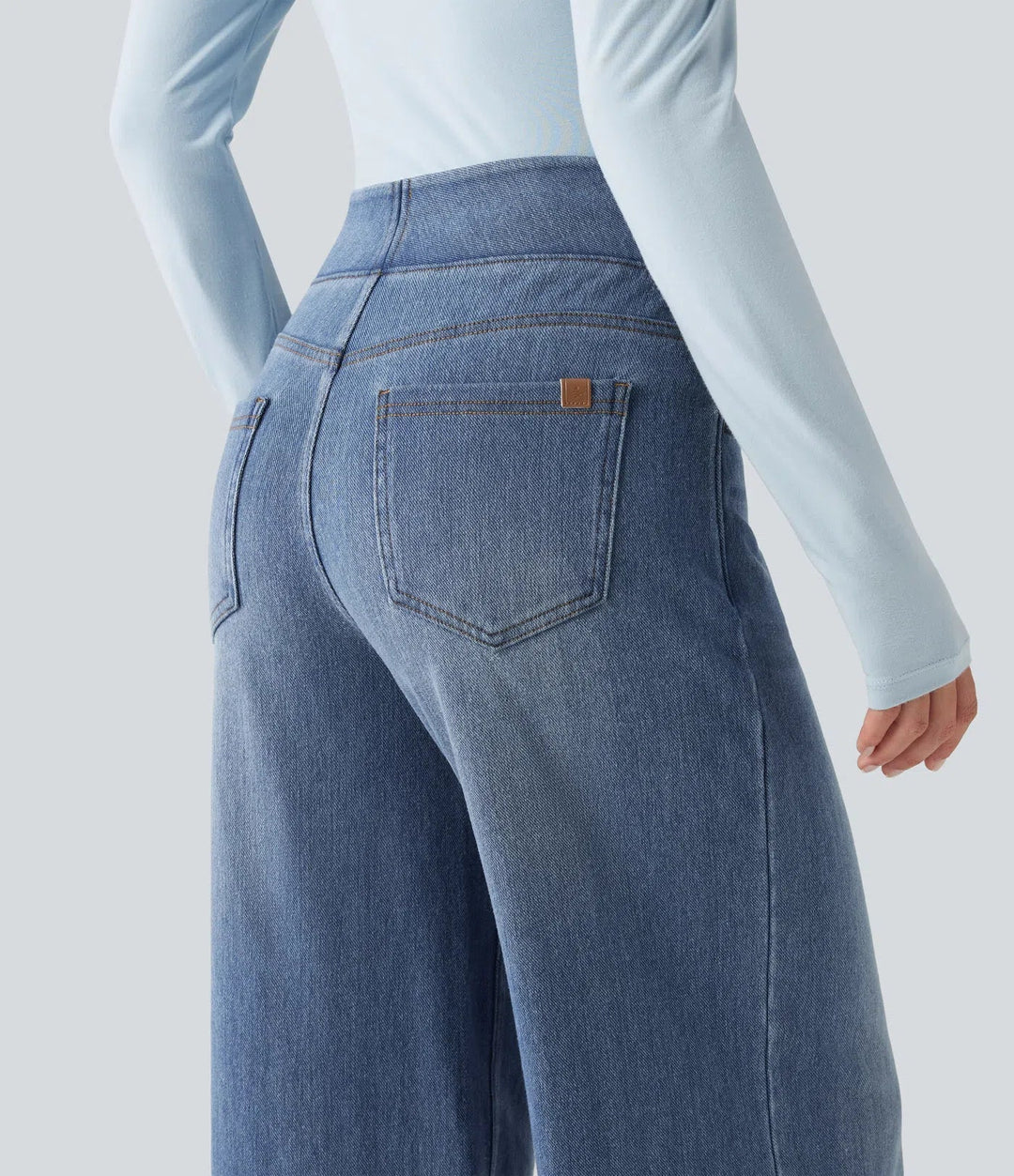 Lyckera Flex denim Heat högmidjad vida ben vardagsjeans med fickor