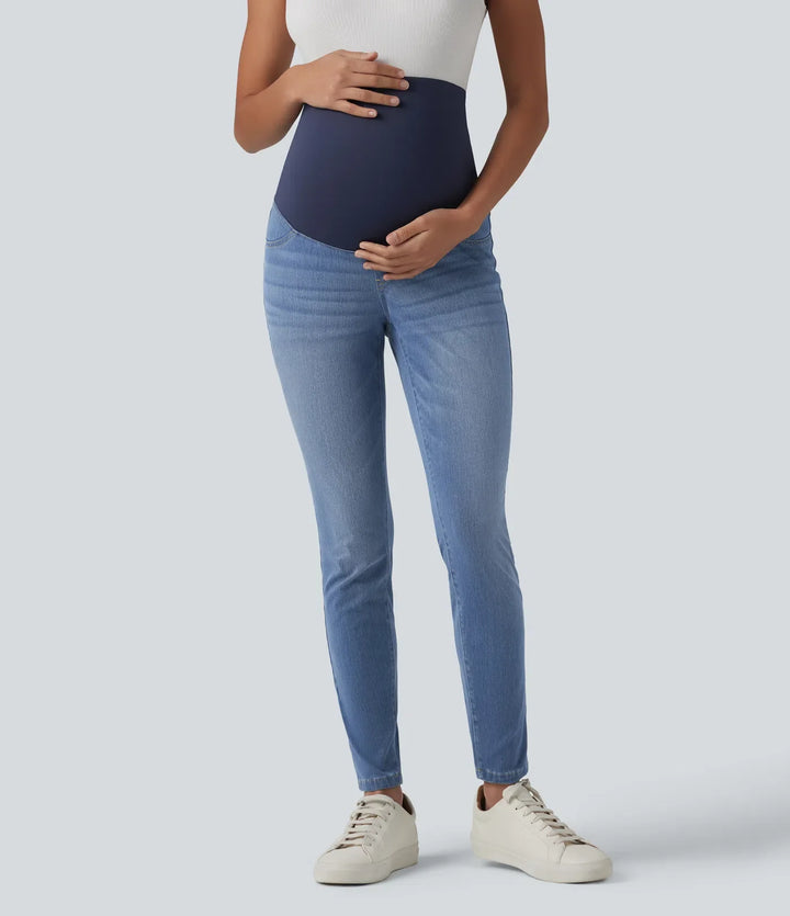 Halara Flex med extra hög midja smal 7/8 för vardag gravid jeans med fickor