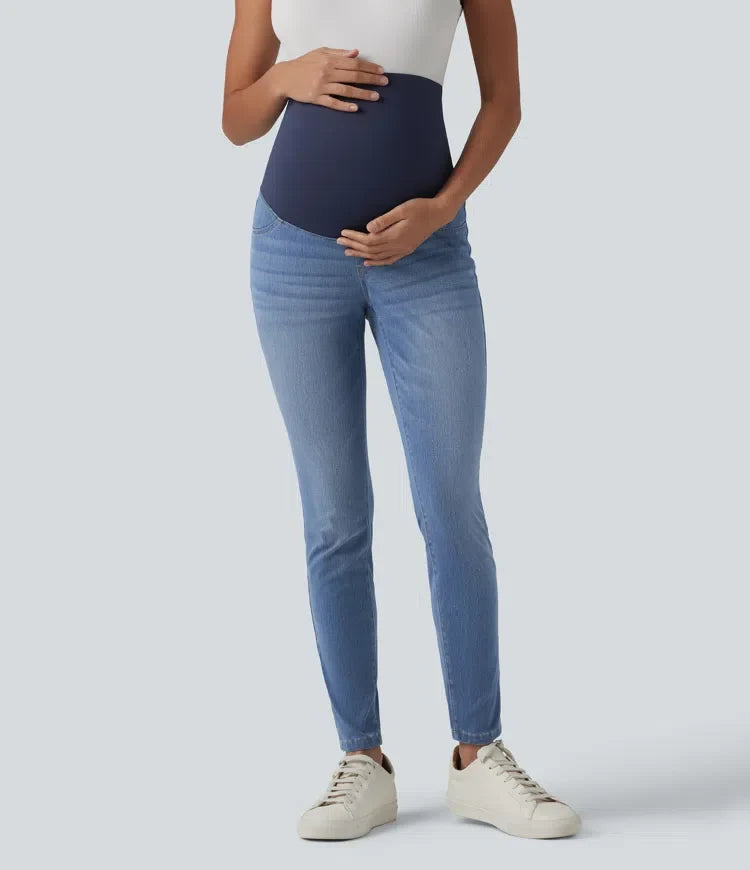 Halara Flex med extra hög midja smal 7/8 för vardag gravid jeans med fickor