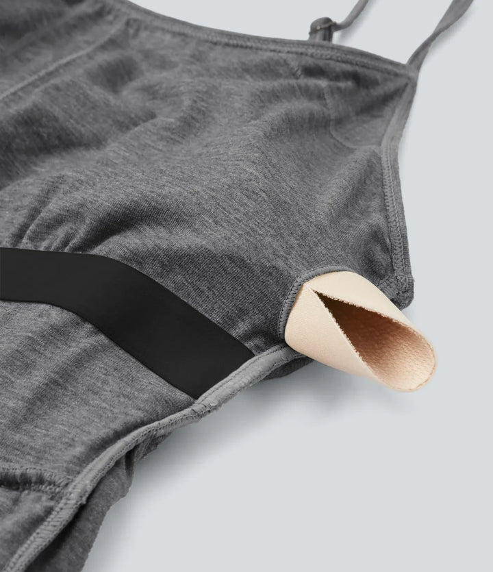 Inbyggd BH rynkat 2-i-1 melerad vardaglig playsuit med fickor-Easy Peezy Edition