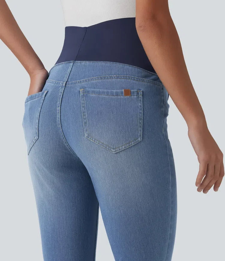 Halara Flex med extra hög midja smal 7/8 för vardag gravid jeans med fickor