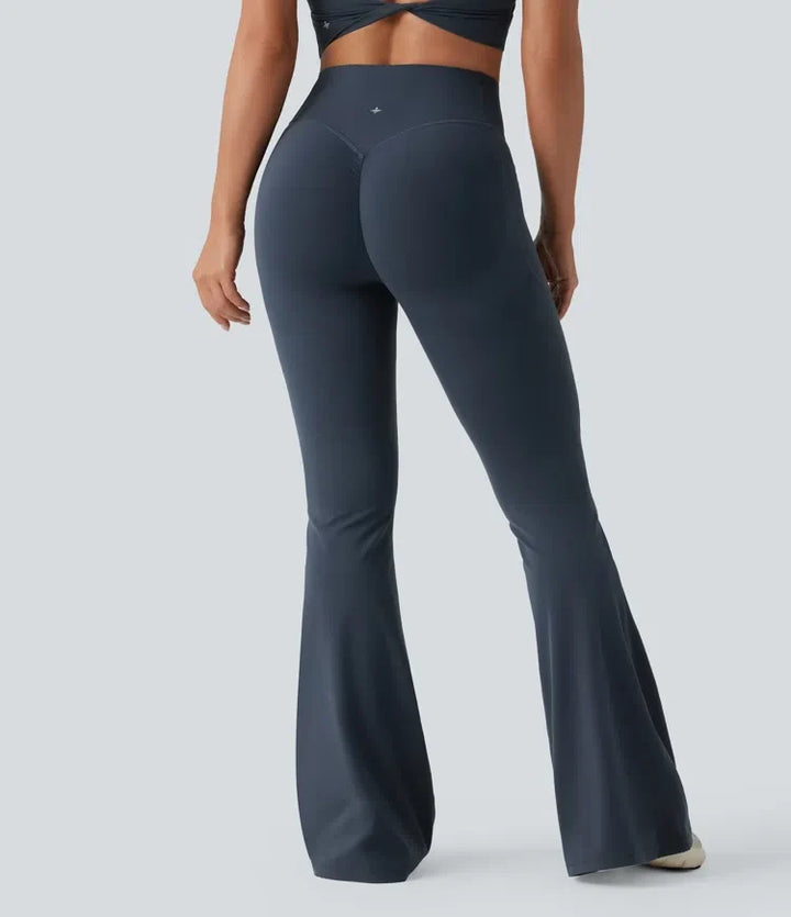 Halara UltraSculpt med hög midja scrunch-effekt rumplyftande magkontroll formande yoga utsvängd leggings med fickor