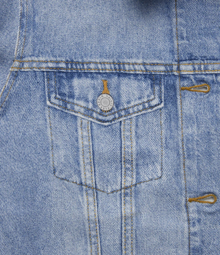 Med krage långärmad denim mönster frotté vardaglig jacka med fickor