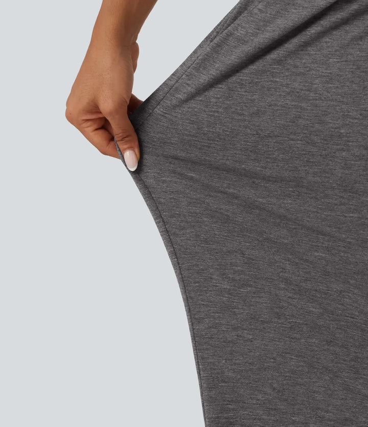 Med hög midja rynklad baggy yogabyxor med fickor