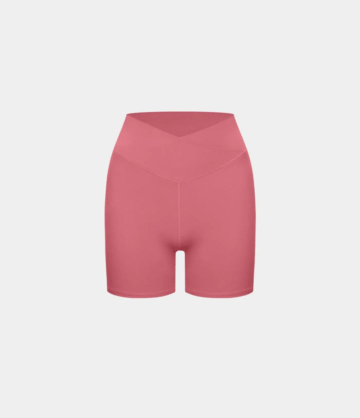 SoftlyZero Plush med hög midja omlott rynklad yogashorts 5&