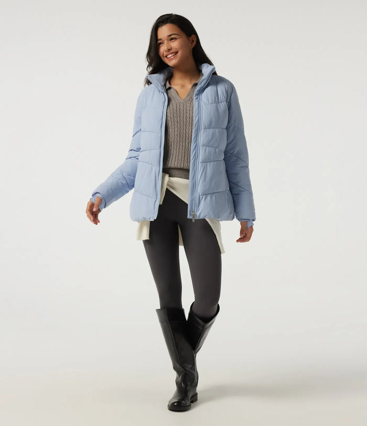 PuffFlex slitstark vattenavvisande hög hals långärmad vardaglig vadderad jacka med fickor och tumhål