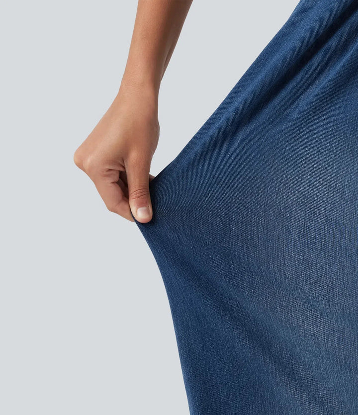 Lyckera Flex inbyggd BH denim vardaglig jumpsuit med fickor-Easy Peezy Edition