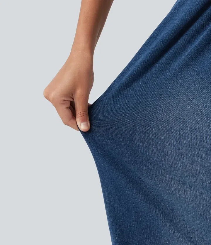 Halara Flex inbyggd bh denim jumpsuit för vardag med fickor – Easy Peezy-utgåva