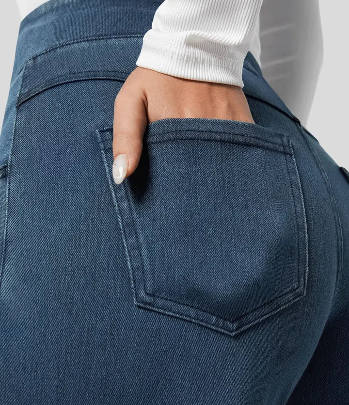 Lyckera Flex högmidjad fickor vida ben lös arbete jeans