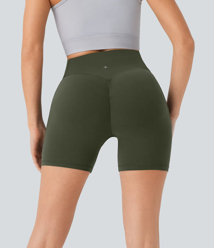 Lyckera UltraSculpt högmidjad scrunch med rumplyft magkontroll ficka formande träning bikershorts 5&