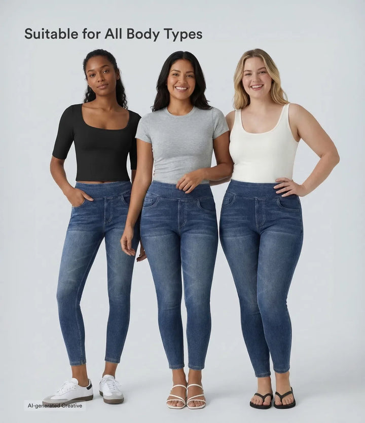 Halara Flex med hög midja och fickor denim vardagsleggings