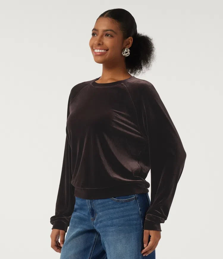 Rund hals långärmad sammet vardaglig sweatshirt