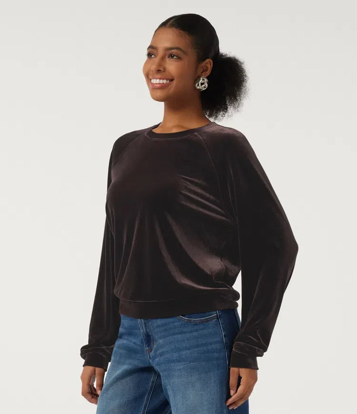 Rund hals långärmad sammet vardaglig sweatshirt