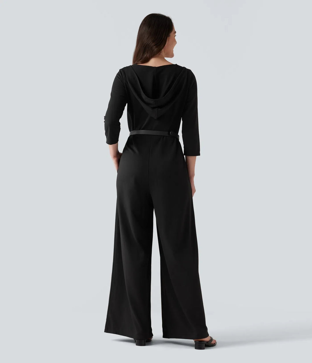 Med huva 3/4 ärm baggy avslappnad vardaglig jumpsuit med fickor