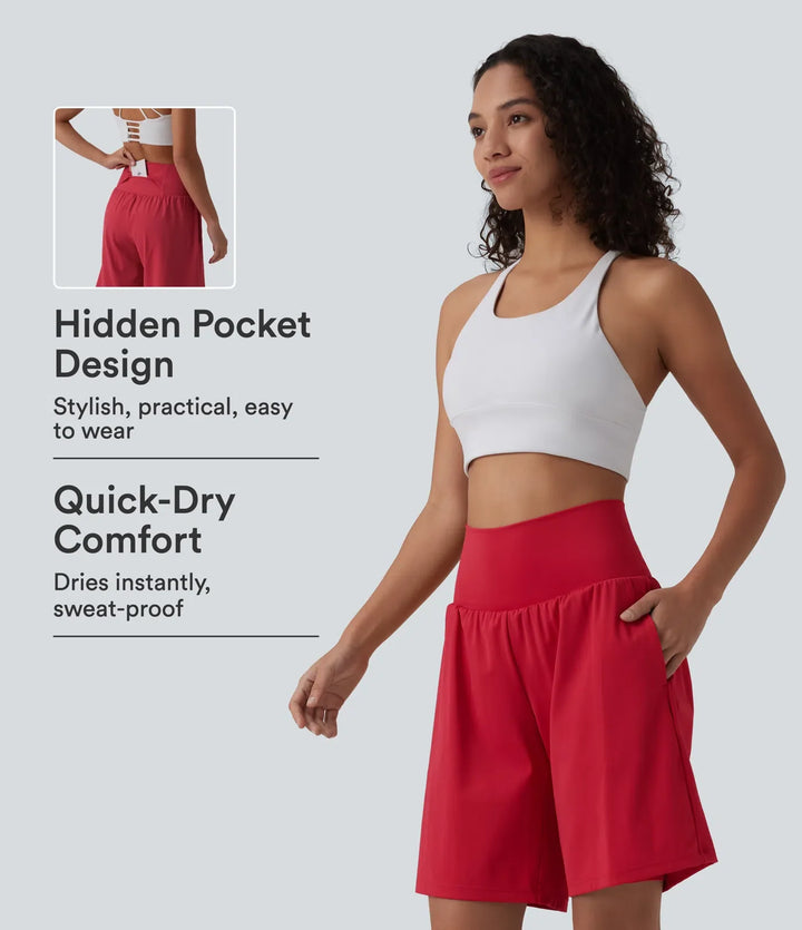SoftlyZero Airy med extra hög midja 2-i-1 InstantCool yogashorts 9" med fickor
