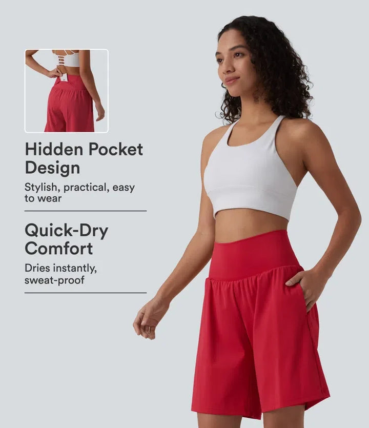 SoftlyZero Airy med extra hög midja 2-i-1 InstantCool yogashorts 9" med fickor