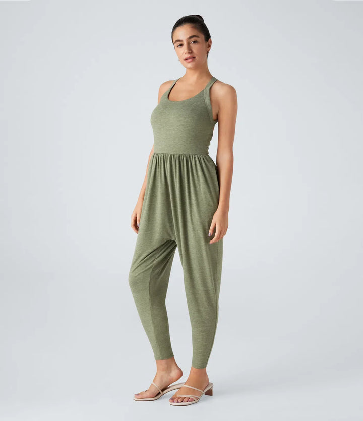 U-ringning ficka haremsmodell jumpsuit för vardag – Easy Peezy-utgåva