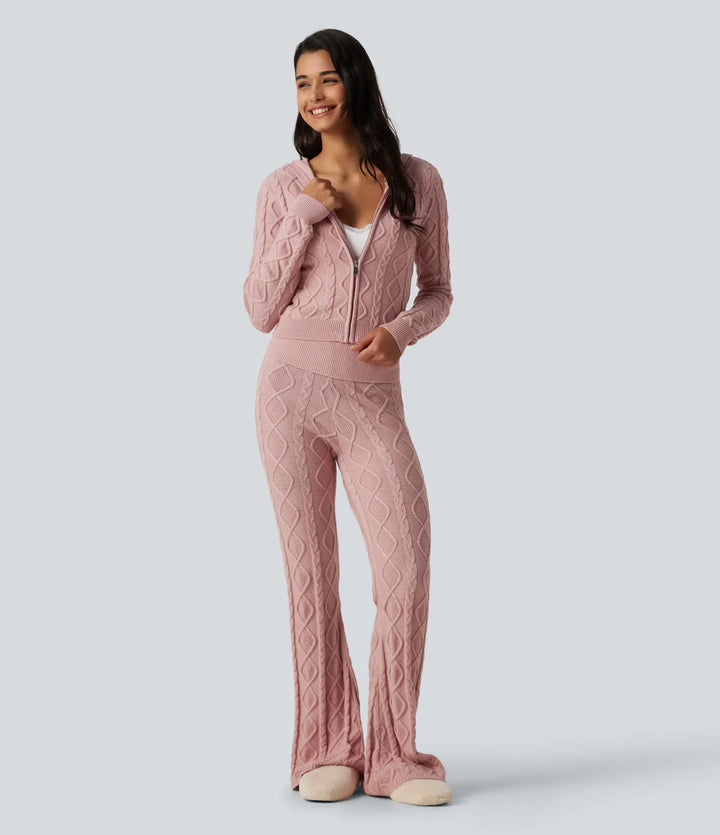 Med huva långärmad lounge cardigan