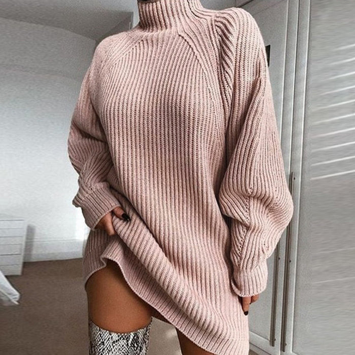 Elsa | Oversize stickad tröjklänning med polokrage