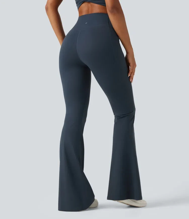 Lyckera UltraSculpt högmidjad crossover magkontroll utsvängd träningsleggings med fickor