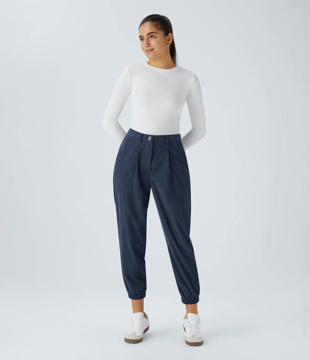 Medelhög midja dragkedja fickor manchester vardaglig joggers