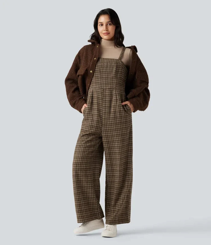 Rutig vardaglig jumpsuit med fickor