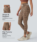 Lyckera UltraSculpt leopardmönster högmidjad magkontroll yogaleggings med fickor