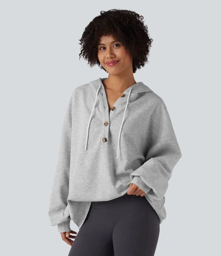 Med huva dragsko långärmad vardaglig sweatshirt med fickor