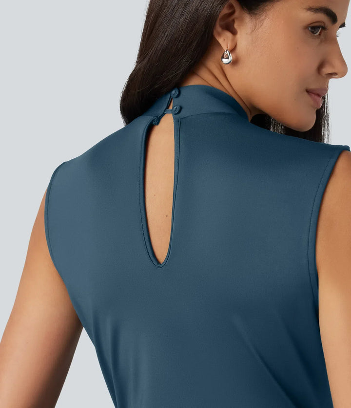 V-ringad ärmlös arbetsjumpsuit med fickor-Easy Peezy Edition