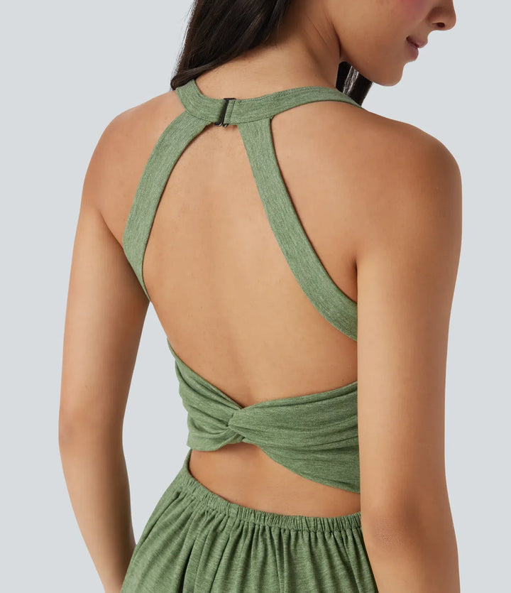 Inbyggd BH harem vardaglig jumpsuit med fickor-Easy Peezy Edition