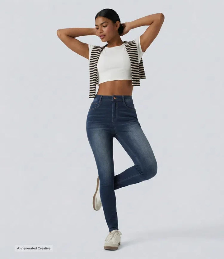 Halara Flex med hög midja för vardag smal jeans med fickor