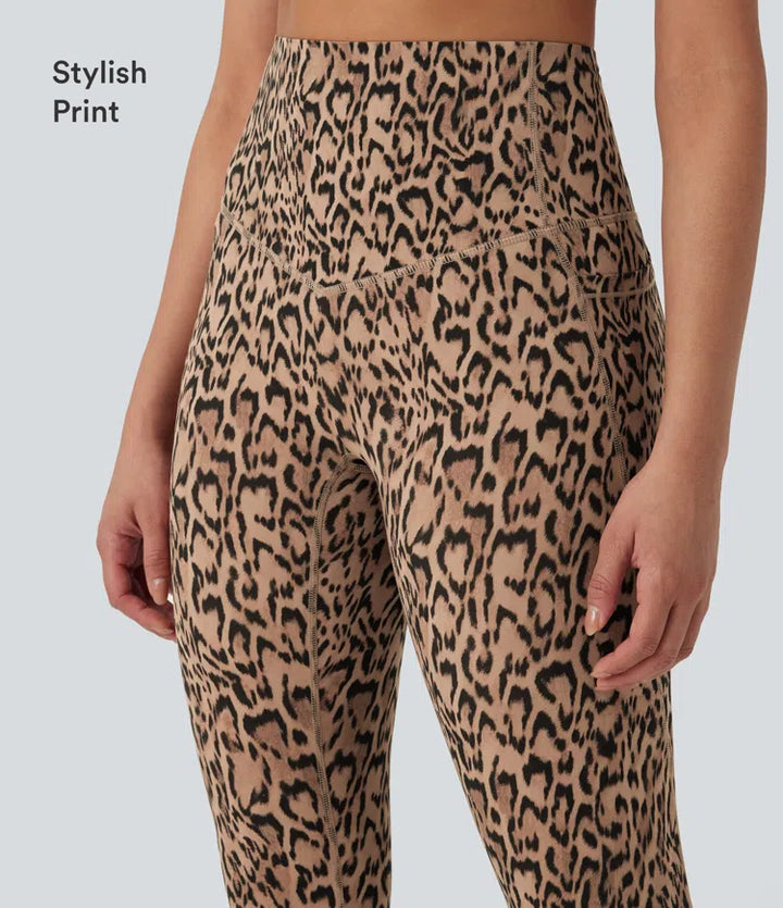 Lyckera UltraSculpt leopardmönster högmidjad magkontroll yogaleggings med fickor