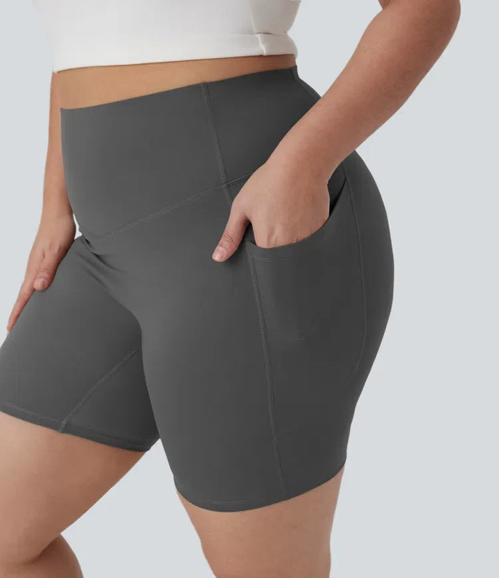 Halara UltraSculpt med hög midja och magkontroll formande träning plusstorlek cykelshorts 7&