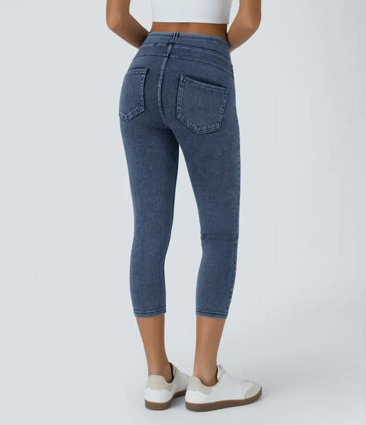 Halara Flex med hög midja och ficka denim capri vardagsleggings