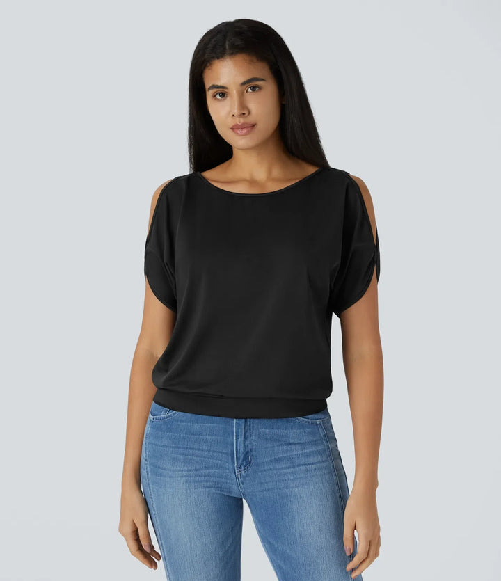 Båtringning kortärmad utskuren detalj T-shirt för vardag