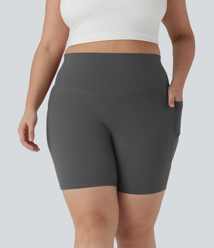 Halara UltraSculpt med hög midja och magkontroll formande träning plusstorlek cykelshorts 7&