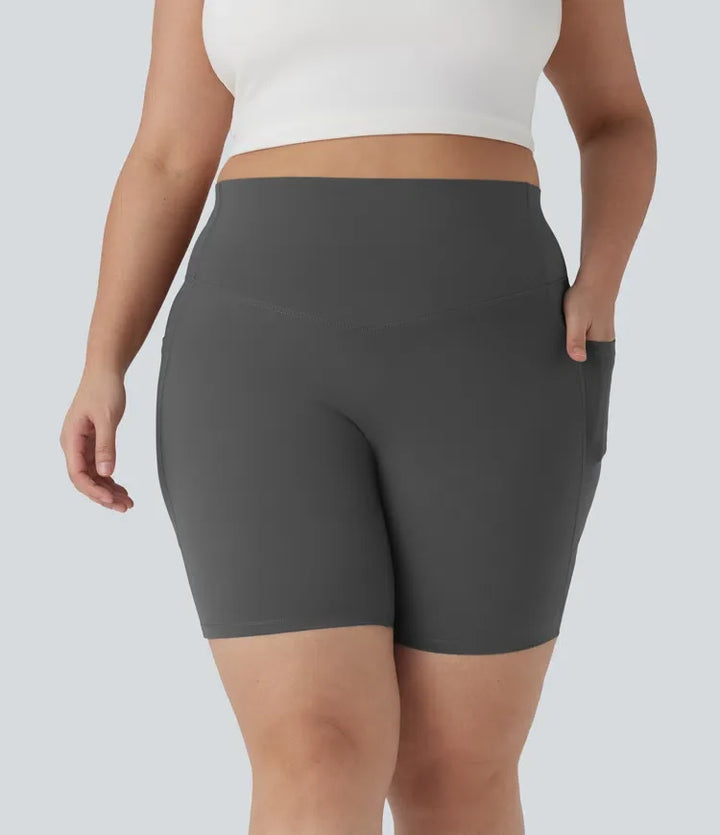 Halara UltraSculpt med hög midja och magkontroll formande träning plusstorlek cykelshorts 7&