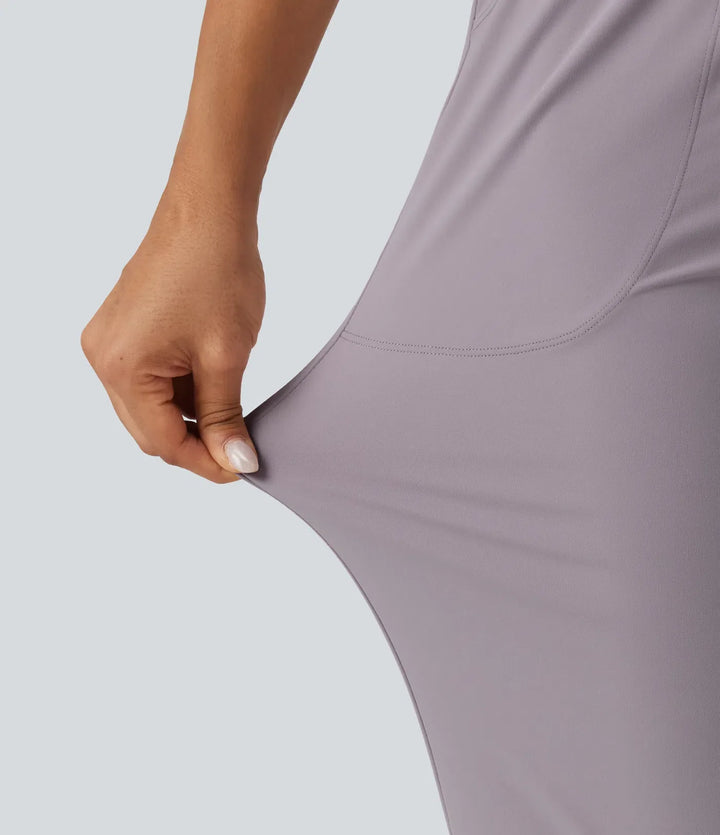 Halara UltraSculpt med hög midja dragsko rynklad yoga joggingbyxor med fickor