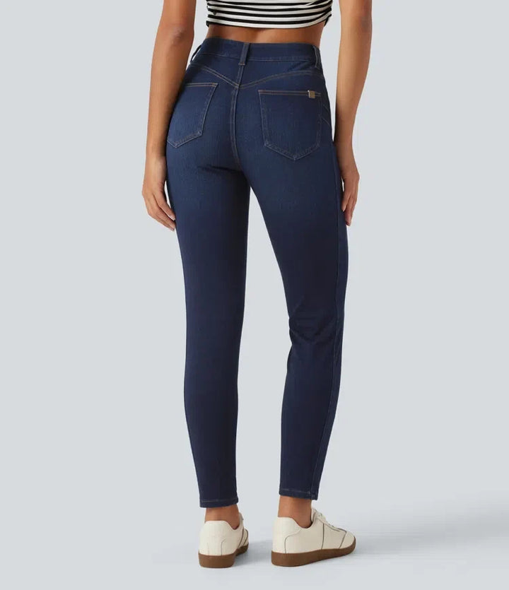 Halara Flex med medelhög midja smal vardagsjeans med fickor
