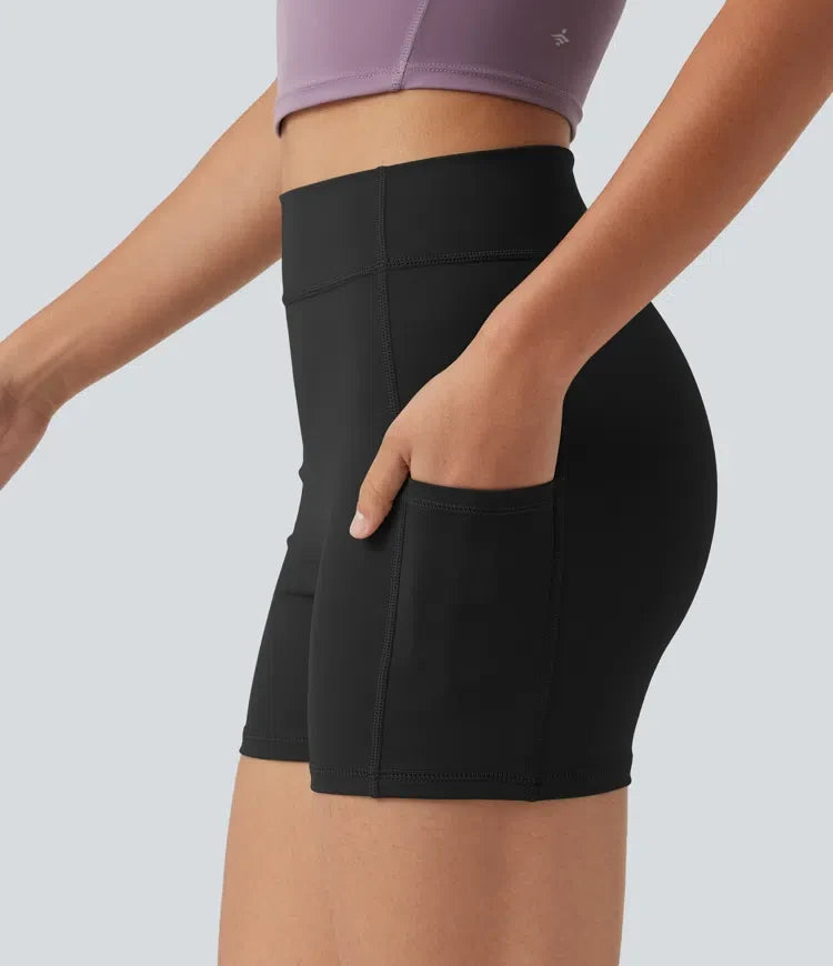 SoftlyZero Airy med hög midja och ficka enfärgad InstantCool yogashorts 3.5"