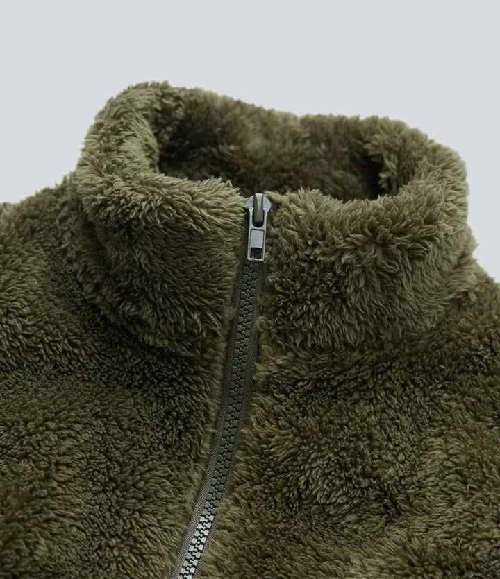 Ståkrage långärmad vardaglig sherpajacka med fickor