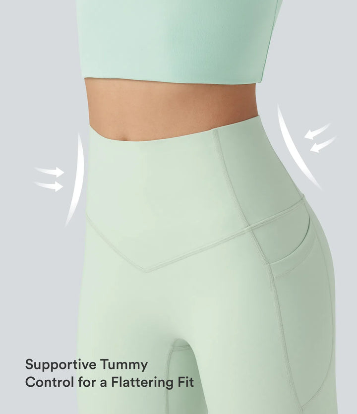 Halara UltraSculpt med hög midja och magkontroll formande träningsleggings med fickor