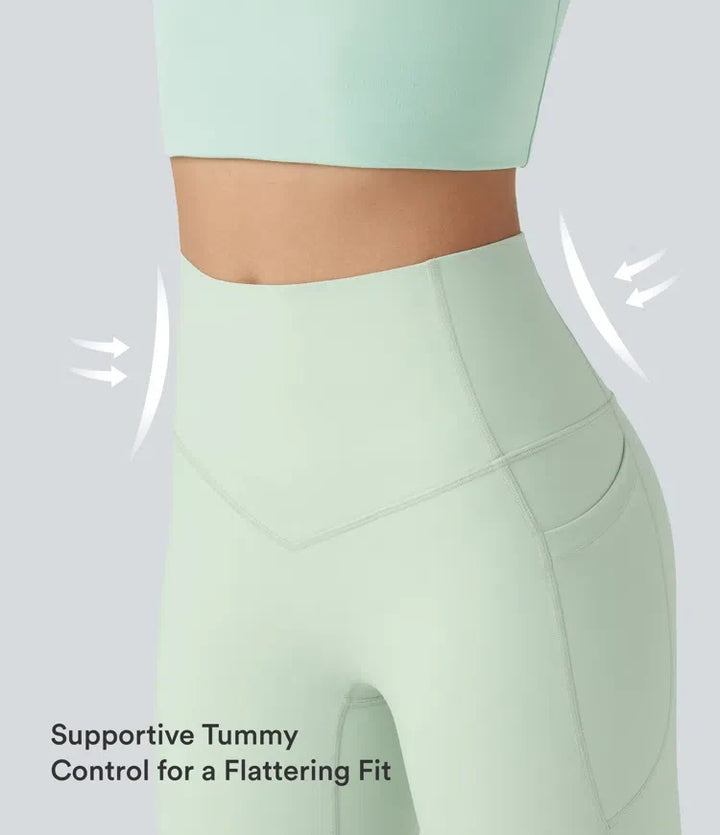 Halara UltraSculpt med hög midja och magkontroll formande träningsleggings med fickor