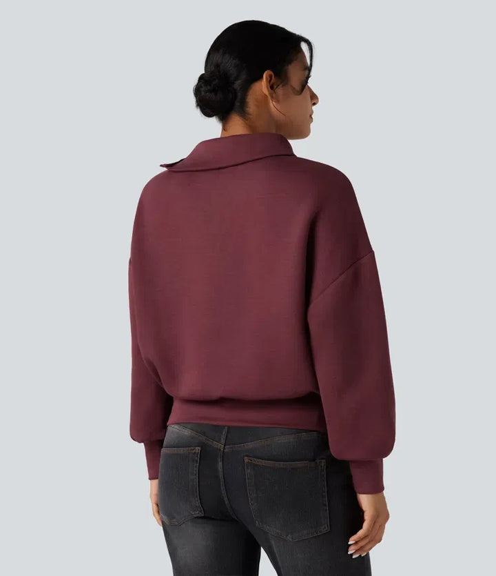 SpacerTek trattkrage halv dragkedja oversized vardaglig sweatshirt