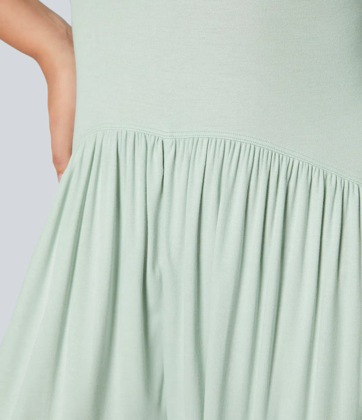 Ribbad tub rygglös sidoficka vardaglig jumpsuit