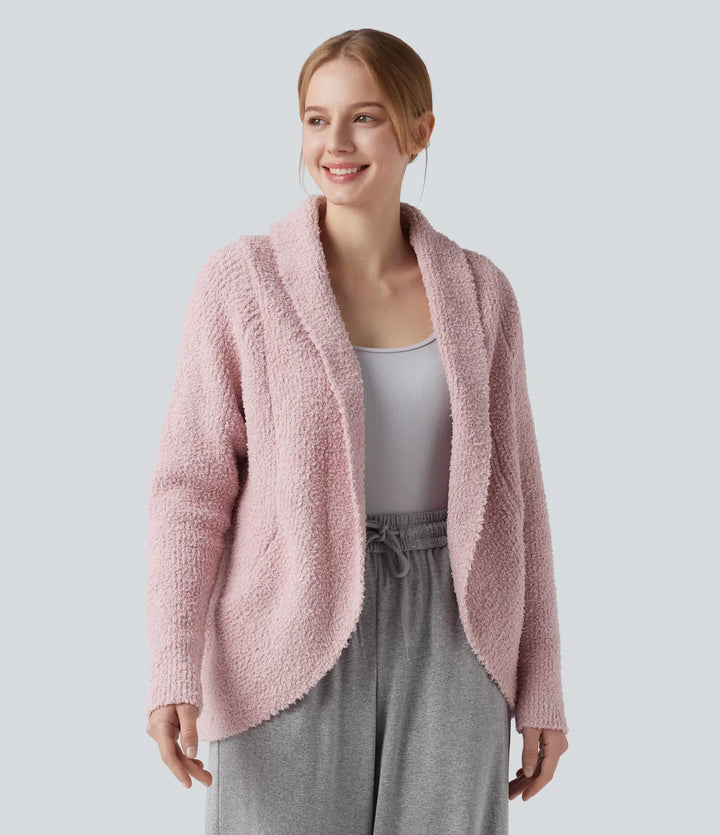 Sjalkrage lång raglanärm vardaglig cardigan
