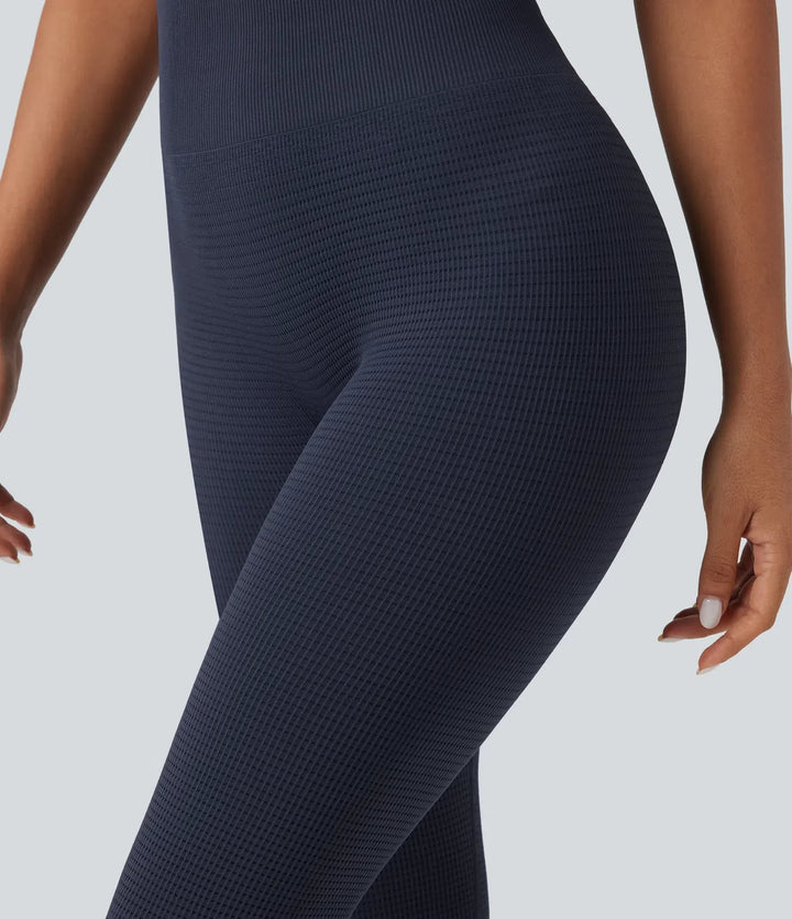 OneForm sömlös följsam våffelstruktur med hög midja 7/8 yogaleggings